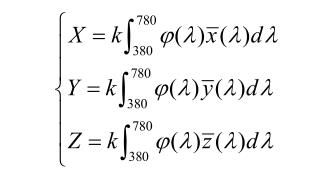 CIE1931XYZ色度系統(tǒng)三刺激值與CIE1931RGB色度系統(tǒng)三刺激值之間的換算關(guān)系式