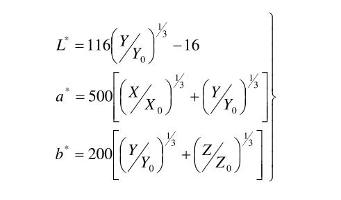 Lab顏色空間L、a、b值計(jì)算公式