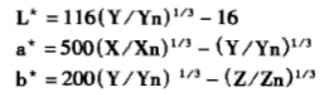 L、a、b值轉(zhuǎn)換關(guān)系式