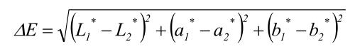 CIELAB色差值計(jì)算公式